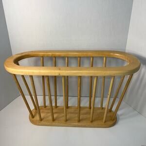 WOW Lovely Sturdy Vintage Solid Wood Magazine Newspaper Rack Light Oak Color